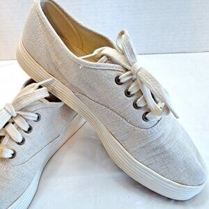 VINTAGE ~ LINEN CANVAS ~ SNEAKER TENNIS SHOE  ~ CLASSY 80s ~LIZ CLAIBORN~  SZ 8
